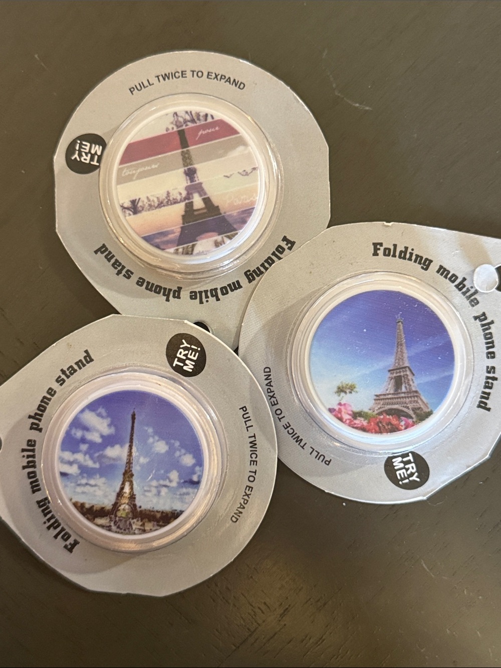 ☀️ Eiffel Tower Scenes Foldable Phone / Tablet Stands Bundle of 3 NWT